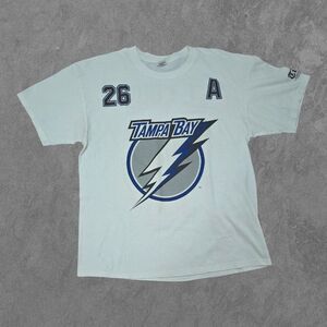 Tampa Bay Lightning Anvil T Shirt Men XL White 26 Martin St Louis Ice Hockey Tee